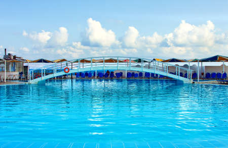 Landscape, bridge in pool  , hotel  on a Crete, the Greek islandのeditorial素材
