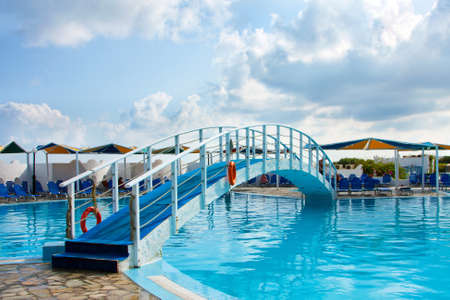 Landscape, bridge in pool  , hotel  on a Crete, the Greek islandのeditorial素材