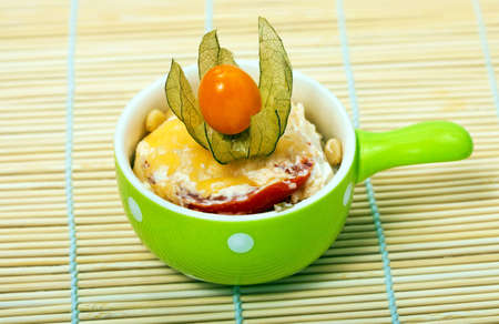 Baked meat and  tomato with cheese  の写真素材