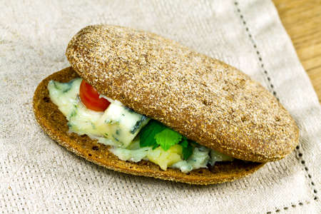  Burger  with salad and blue cheese gorgonzollaの写真素材