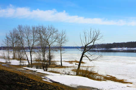 Beautiful nature, spring. Panoramic scenery.  River  の写真素材