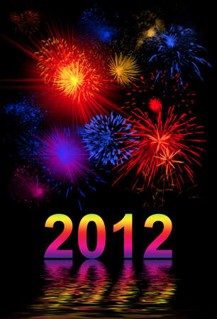 Vibrant beautiful firework on the holiday day, new 2012 year