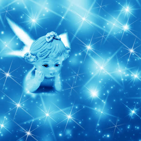 Christmas angel and magic   light and stars