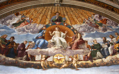 Art of Italy in museums of Vatican, a fresco of Raphael , stanza