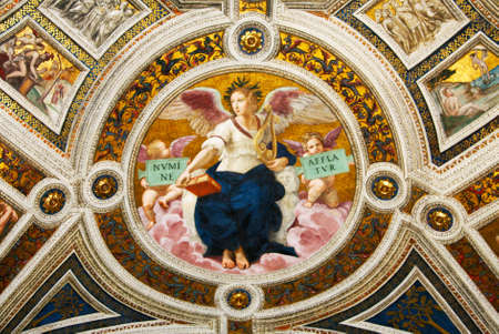 Art of Italy in museums of Vatican, a fresco of Raphael , stanzaのeditorial素材