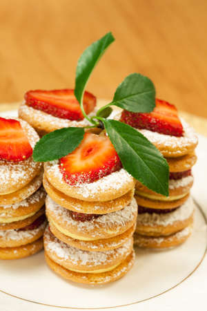 Tasty baked  dessert with strawberryの写真素材