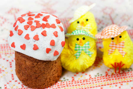 Celebratory Easter bread decoration color red hearts  