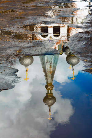 Spring,    reflection of church  の写真素材