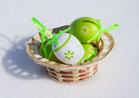 Easter  decorations for holiday on snow background