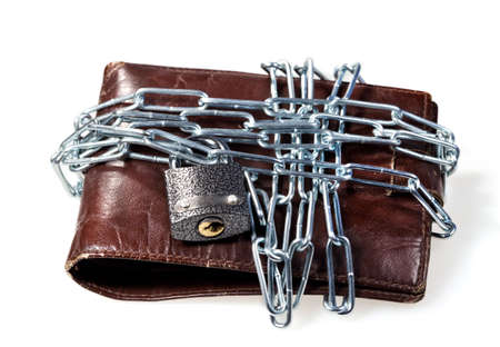 Preservation of capital in a oold leather purseの写真素材