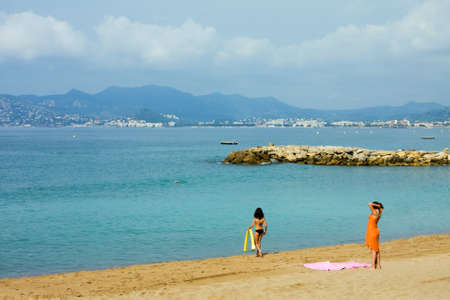  Beautiful beach in Cannes, France, Azure coast  の写真素材