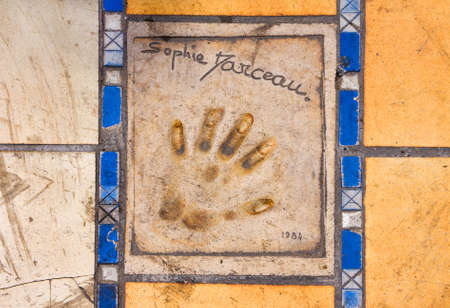 CANNES, FRANCE - June 13  Print of a palm of a hand of the known actor of cinema, located on the famous  La Croisette  Boulevard in Cannes, French Riviera, France, Europe; June 13, 2010のeditorial素材