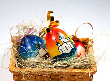 Eggs in the basket for holiday Easter 