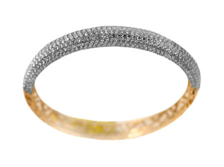 Golden jewelry  bracelet with brilliants isolated on white background