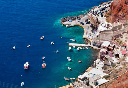 Beautiful Oia village in Santorini island  Harbor of Greeceの写真素材