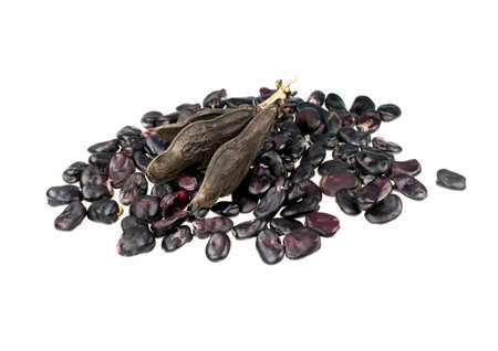 Food  ingredients - black beans isolated over white background