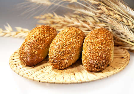 Fresh baked traditional bread with wheat on wooden table
 
の写真素材