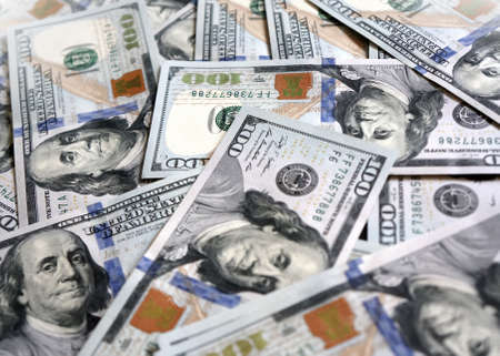 The money American dollars. Bundle of bank notes