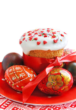 Sweet baked and color eggs for holiday Easter