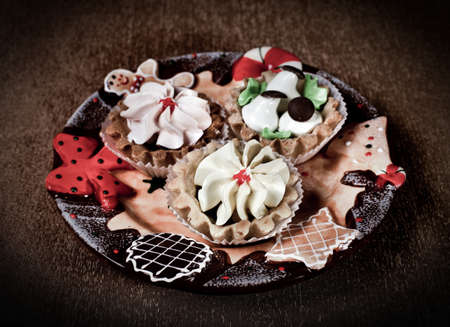 Tasty food on a holiday and Christmas decorの写真素材