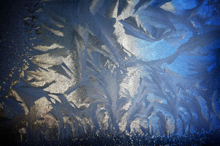 Winter frosty window glass, natural texture of nature