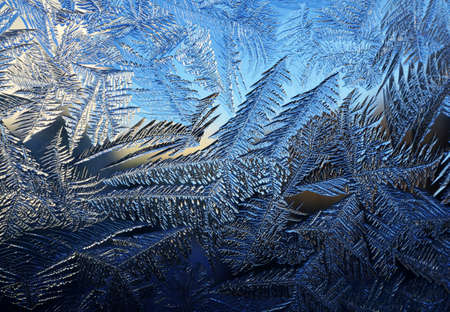 Winter frosty window glass, natural texture of nature