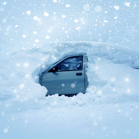 Car in snowdriftの写真素材