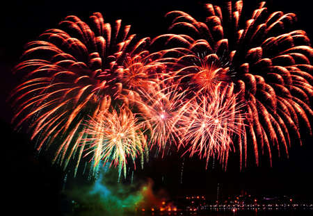 Beautiful colorful firework in a night skyの写真素材