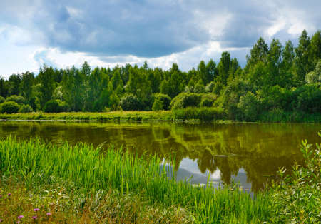 Summer landscape, river and cost scenery