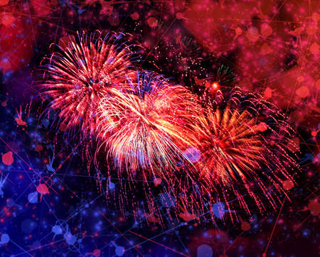 Celebratory beautiful color fireworks in a night skyの写真素材