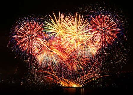 Celebratory beautiful color fireworks in a night sky