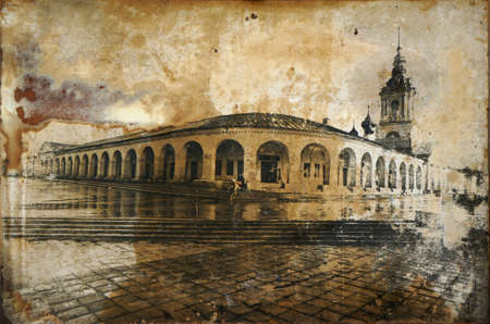 Hstorical architecture in old retro photo 19 century of Kostroma, Russian provinceの写真素材