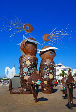 Cambrils, Spain - may 16, 2016: View of  city, streets and  modern  sculptureのeditorial素材