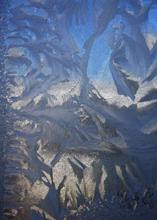 Frosty natural pattern at a winter window 