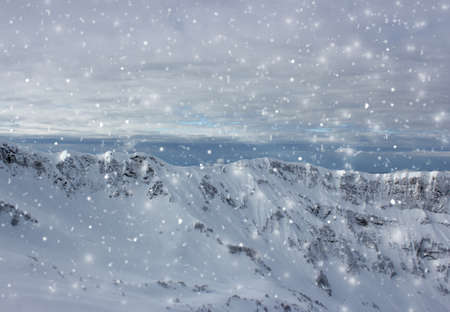 Magic landscape with mountains and skies, top view in Sochiの写真素材
