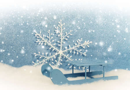 Christmas home decorations - snowflakes and Sledgeの写真素材