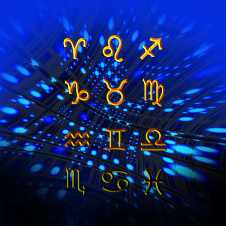 Twelve symbols of the zodiac. Abstraction space illustration for horoscopeの写真素材