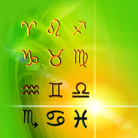 Twelve symbols of the zodiac. Abstraction space illustration for horoscopeの写真素材