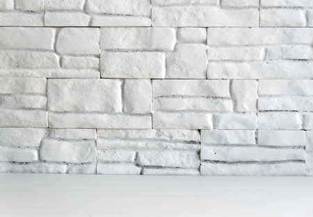 Modern white wall of  bricks, a natural texture backgroundの写真素材