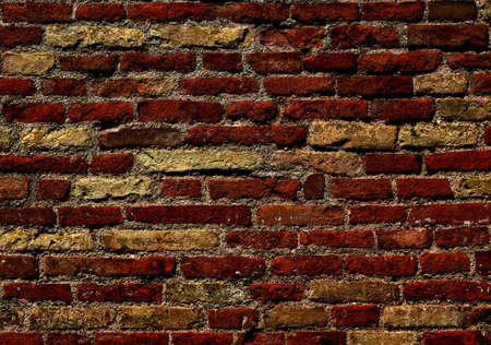 Old wall of red  bricks, a natural texture backgroundの写真素材