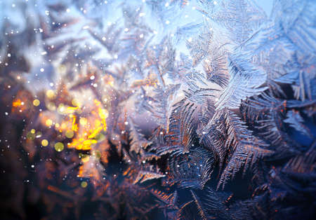 Christmas natural pattern on  winter window glassの写真素材
