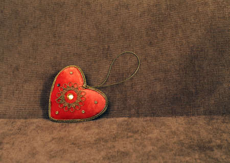 Christmas decor - red vintage heart and magic lightの写真素材