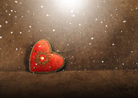 Christmas decor - red vintage heart and magic lightの写真素材