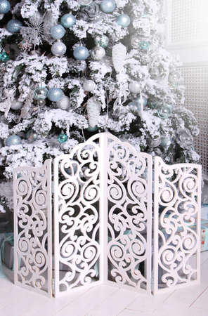 Christmas tree and decorations for winter holidaysの写真素材
