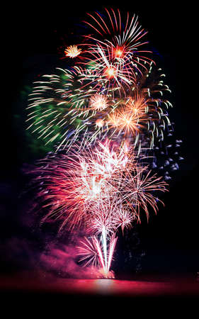 Beautiful fireworks in night skyの写真素材