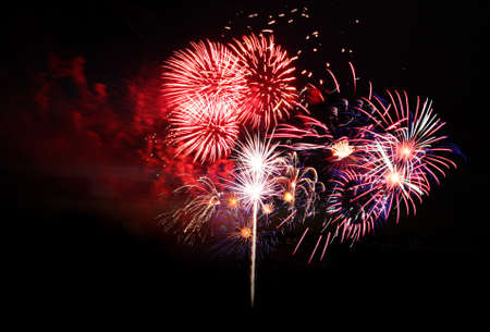Beautiful fireworks in night skyの写真素材