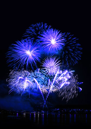 Beautiful fireworks in night skyの写真素材