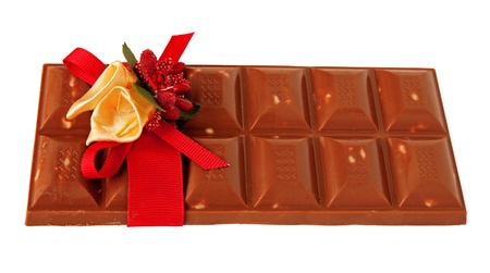 bar of chocolate in a gift wrapの写真素材