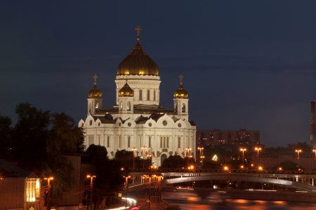 Cathedral of Christ the Saviour at nightの写真素材