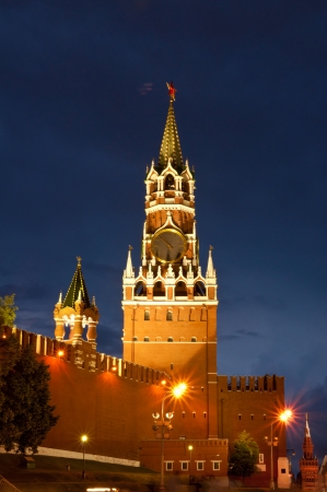 Spasskaya tower at nightの写真素材